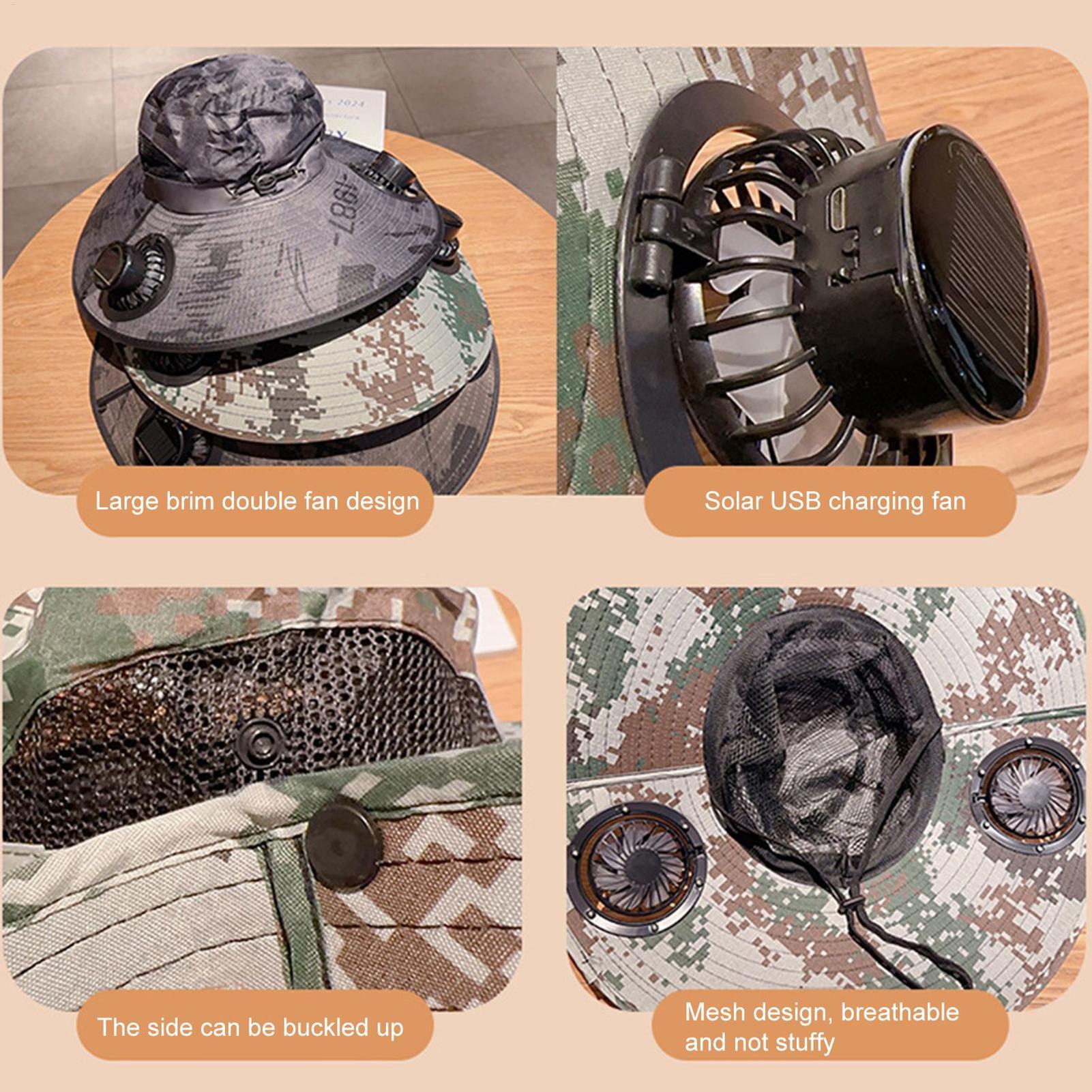 Cappello da suola a tesa larga da esterno con 2 ventole solari Cappello da suola per uomo Donna Cappello da suola pieghevole con fascia regolabile per la pesca