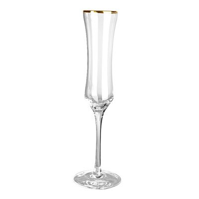 Gold Trim Champagne Flute Glasses Cocktail Glasses Elegantly Hand Blown, Lead Free, Champagne Cups: GoldSlimWaist