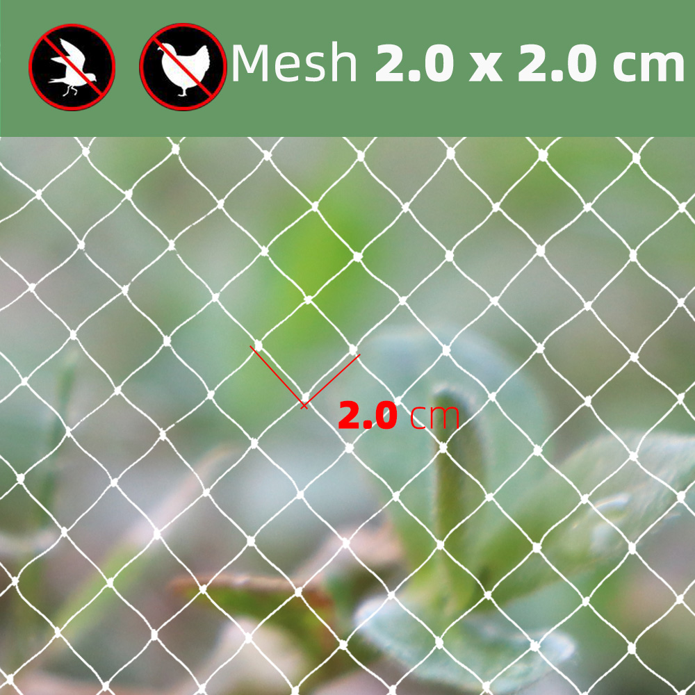 3 x 1–20 m Anti-Vogel-Netz, Garten- und draussen-Schädlingsbarriere, geknotetes quadratisches Netz, Schutznetz, extra starkes Nylonnetz für Geflügelzucht
