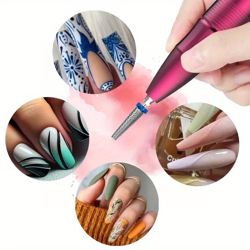 Brocas para uñas superlargas 5 en 1, broca cónica cruzada de carburo de 3/32 pulgadas, Lima eléctrica giratoria bidireccional, accesorios para manicura