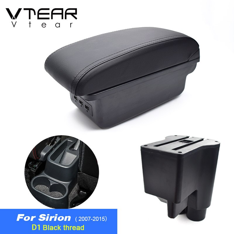 Vtear For Daihatsu Sirion Armrest Interior Center Console Storage Box Arm Rest Car-Styling Decoration Accessories Parts: 07-15 D1 Black