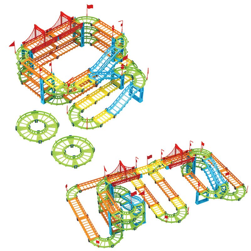 Diy Elektrische Racing Rail Auto Kids Spoorlijn Model Speelgoed Baby Spoorlijn Racing Road Transport Building Slot Sets