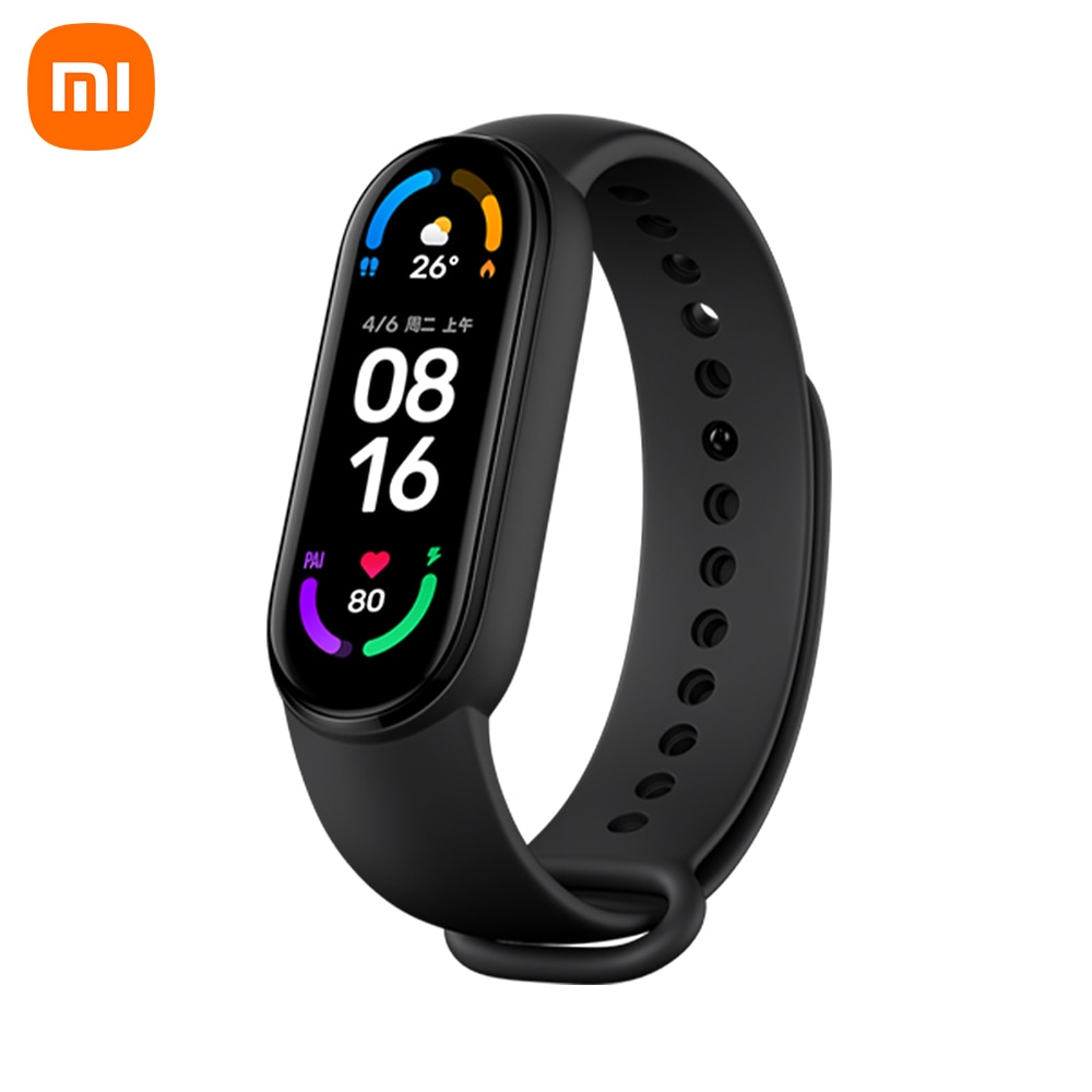 Xiaomi – montre connectée MI Band 6, écran AMOLED de 1.56 pouces, bluetooth 5.0, moniteur d'activité physique, 30 Modes sportifs, étanchéité 5atm, application MI Fit pour Android et iOS