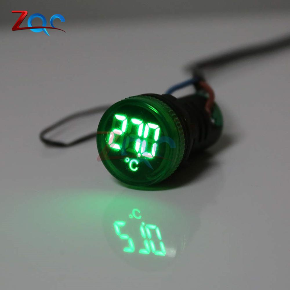 22mm AC 50-380V 110V 220V LED Digital Light Thermometer Indicator Temperature Sensor Induction Tester thermograph Meter -20-199℃