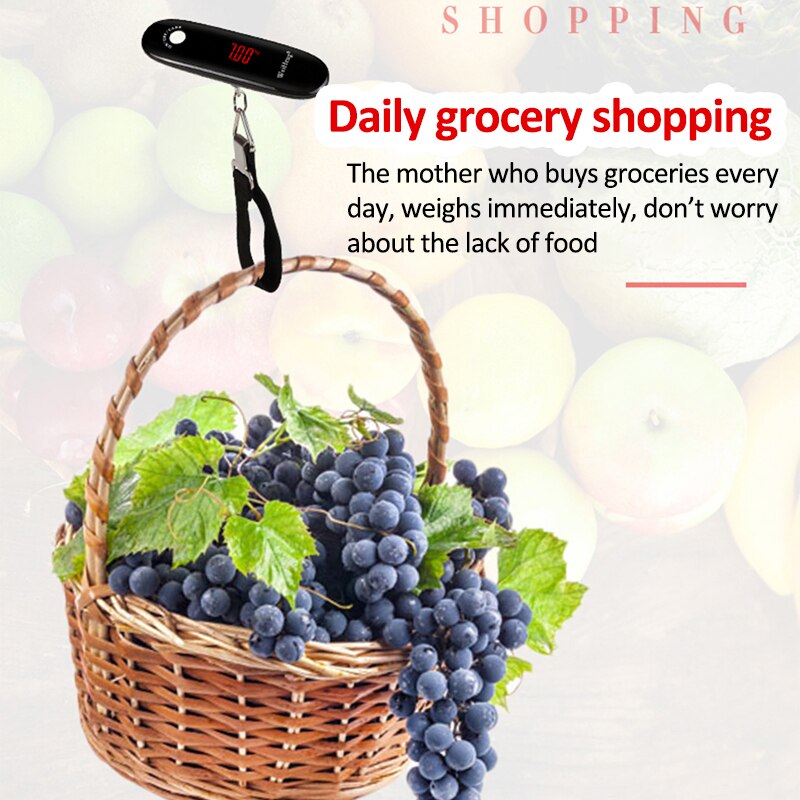 50kg/110lbs LCD kitchen Scale Pocket Hand-Held Luggage Scale Travel Digital Electronic Weight Scale Hanging Steelyard Hook Scale