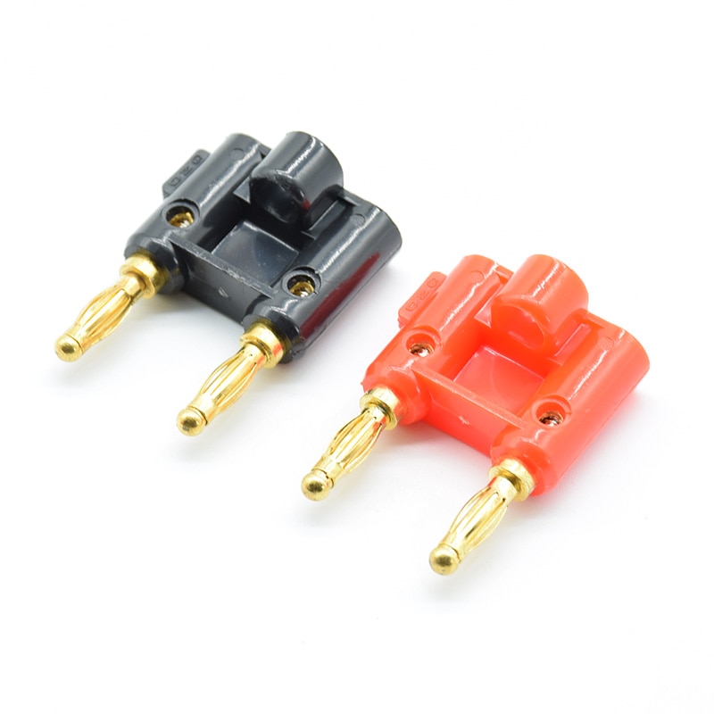 Lot De 10 Fiches Banane Plaquées Or 4 Mm - Pour Haut-parleurs - Rouge Et Noir