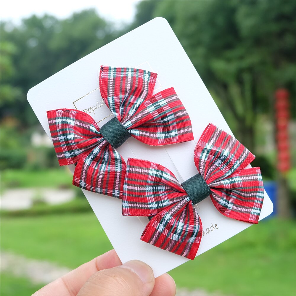 2 stuks/set meisjes strikken haarspeld klassieke geruite lint haarbanden kinderspeldjes kinderhaarkoord retro hoofddeksels haaraccessoires: 5