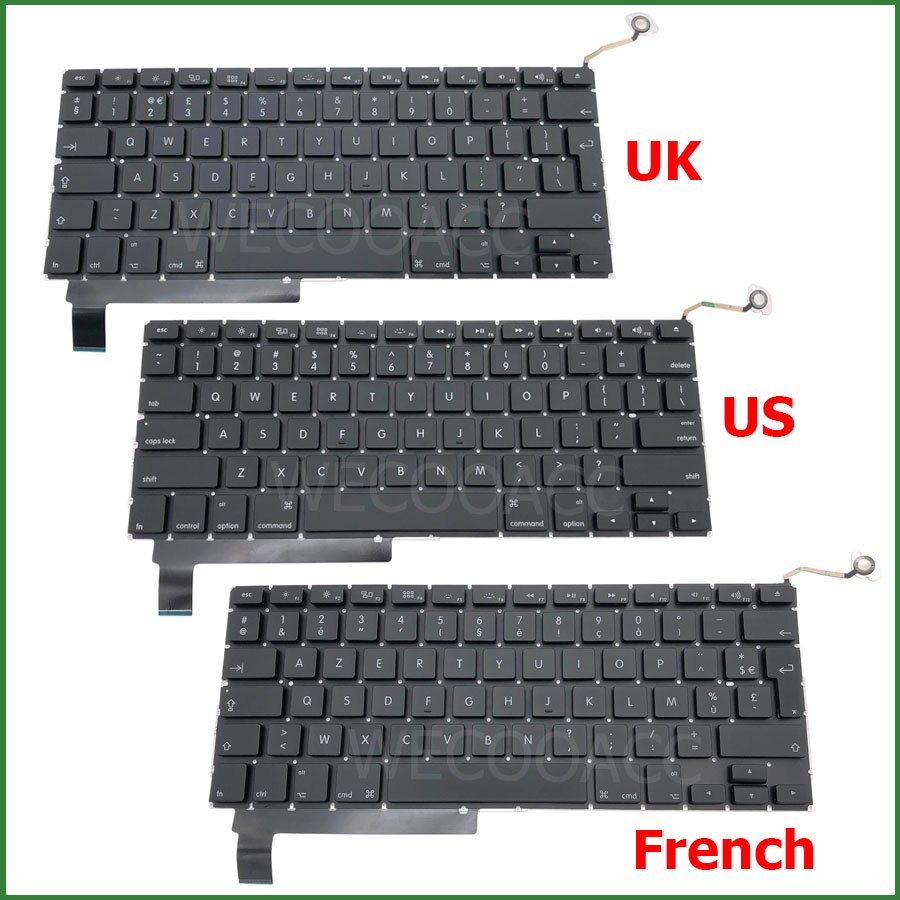 Laptop nowa klawiatura A1286 dla Macbook Pro 15 &quot;A1286 wymiana klawiatury UK US FR ES PT RU DE CH HU układ 2009 2010 2011 2012
