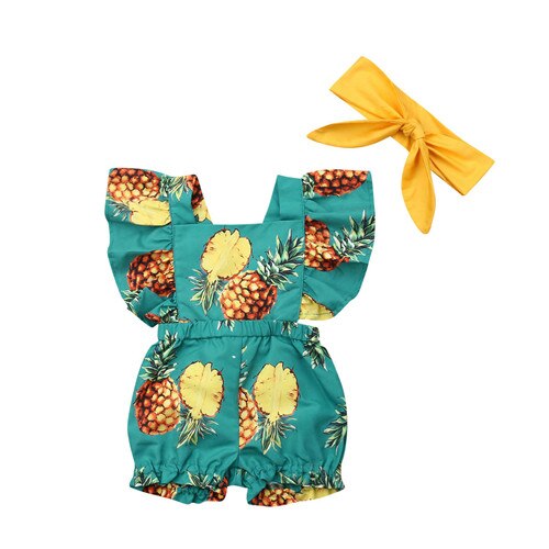 Pasgeboren Peuter Baby Meisjes Ruches Rompertjes Zomer Kant Bloem Baby Meisjes Kleding Kids Jumpsuit Playsuit Hoofdband Outfits: 18m