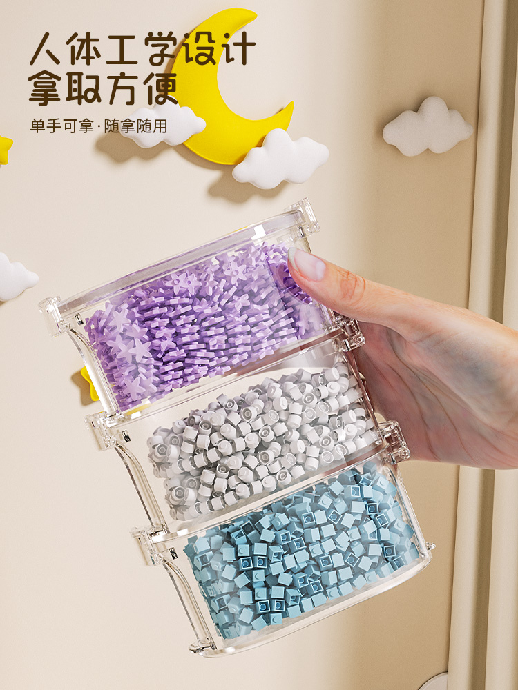 Contenedores de caja organizadora de almacenamiento para juegos y salas de juegos de plástico para estantes o cubículos, capacidad para juguetes pequeños, bloques, rompecabezas y marcadores