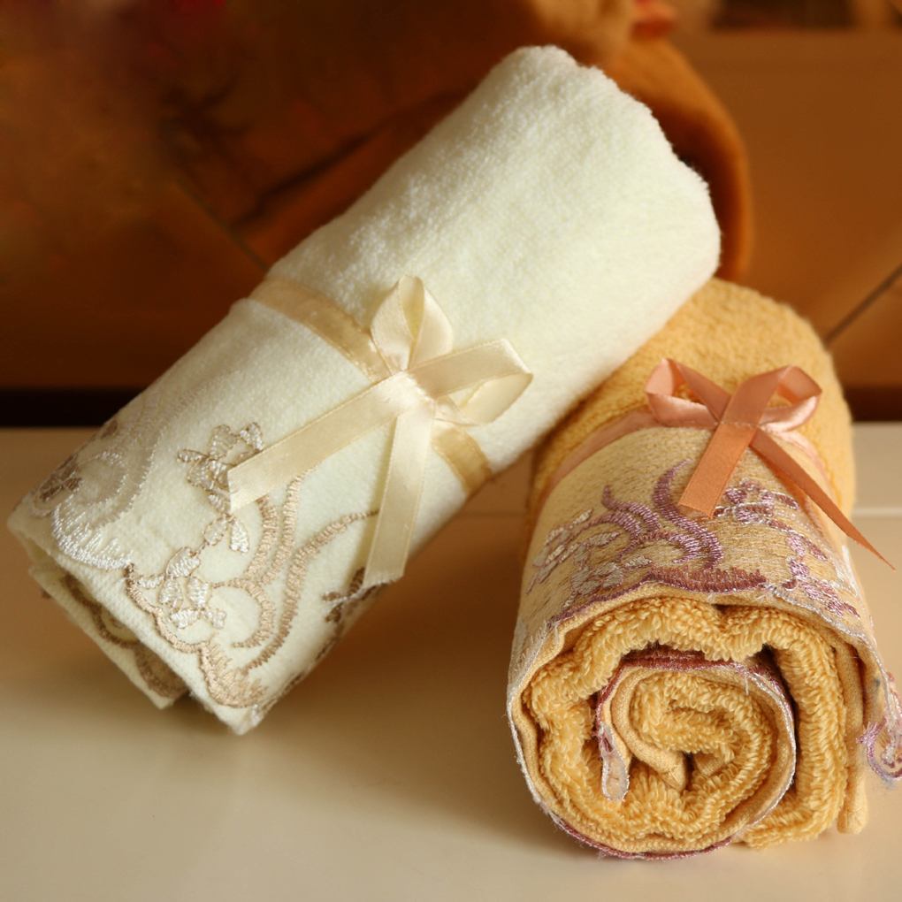 Hurtigtørrende bomuldsabsorberende badehåndklæde klassisk blondebroderi ansigtshåndklæde blød vaskeklud