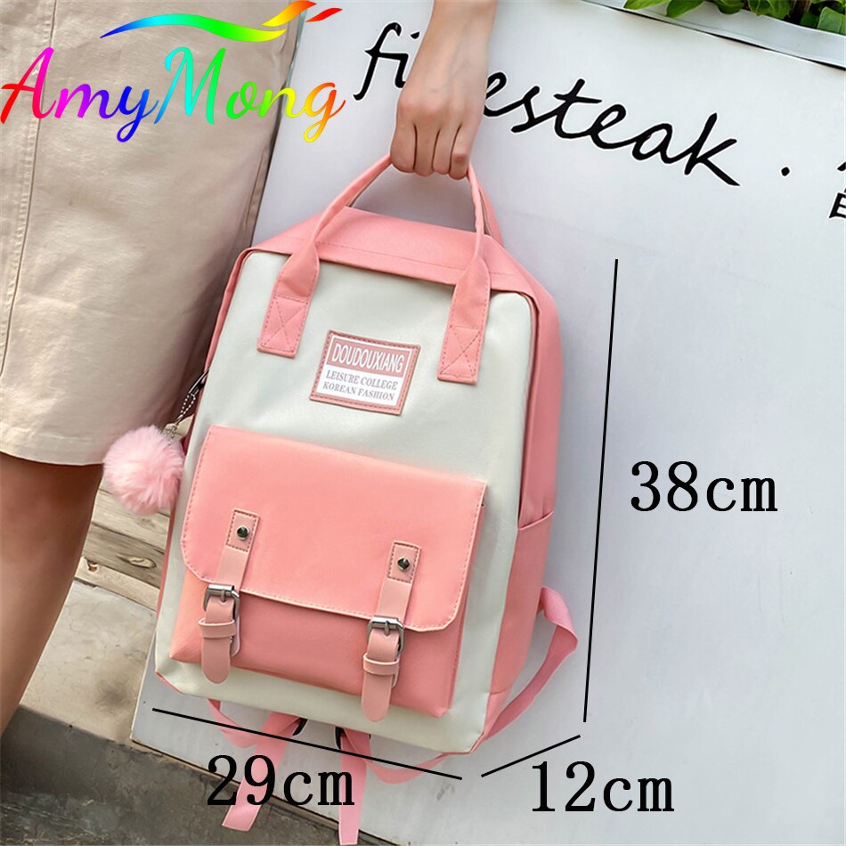 Sac d'école Canva pour adolescentes, 5 pièces, nouvelle tendance, sac à dos de voyage pour étudiantes, sac à bandoulière, String