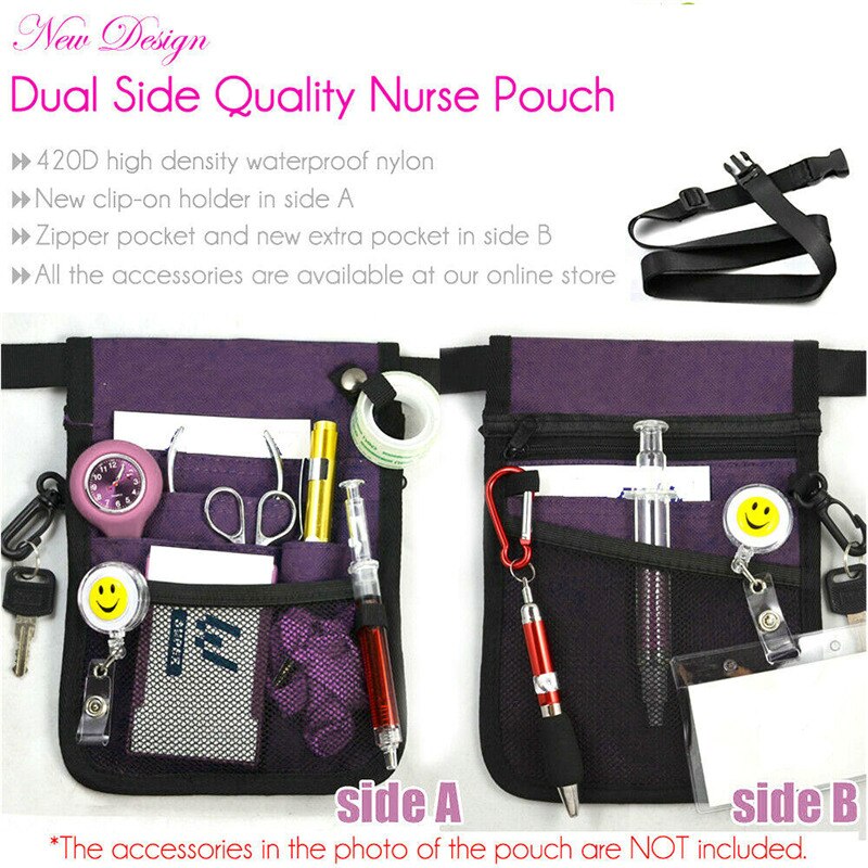 Sygeplejerskepose talje taske arrangør ekstra lomme justerbar plejetaske stor kapacitet praktisk opbevaringspose