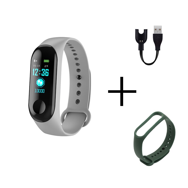 M3 Color Screen Men's Smartband Heart Rate Blood Pressure Mode Sleep Monitoring Multiple Reminders IOS Android Smart Watch: G dark green