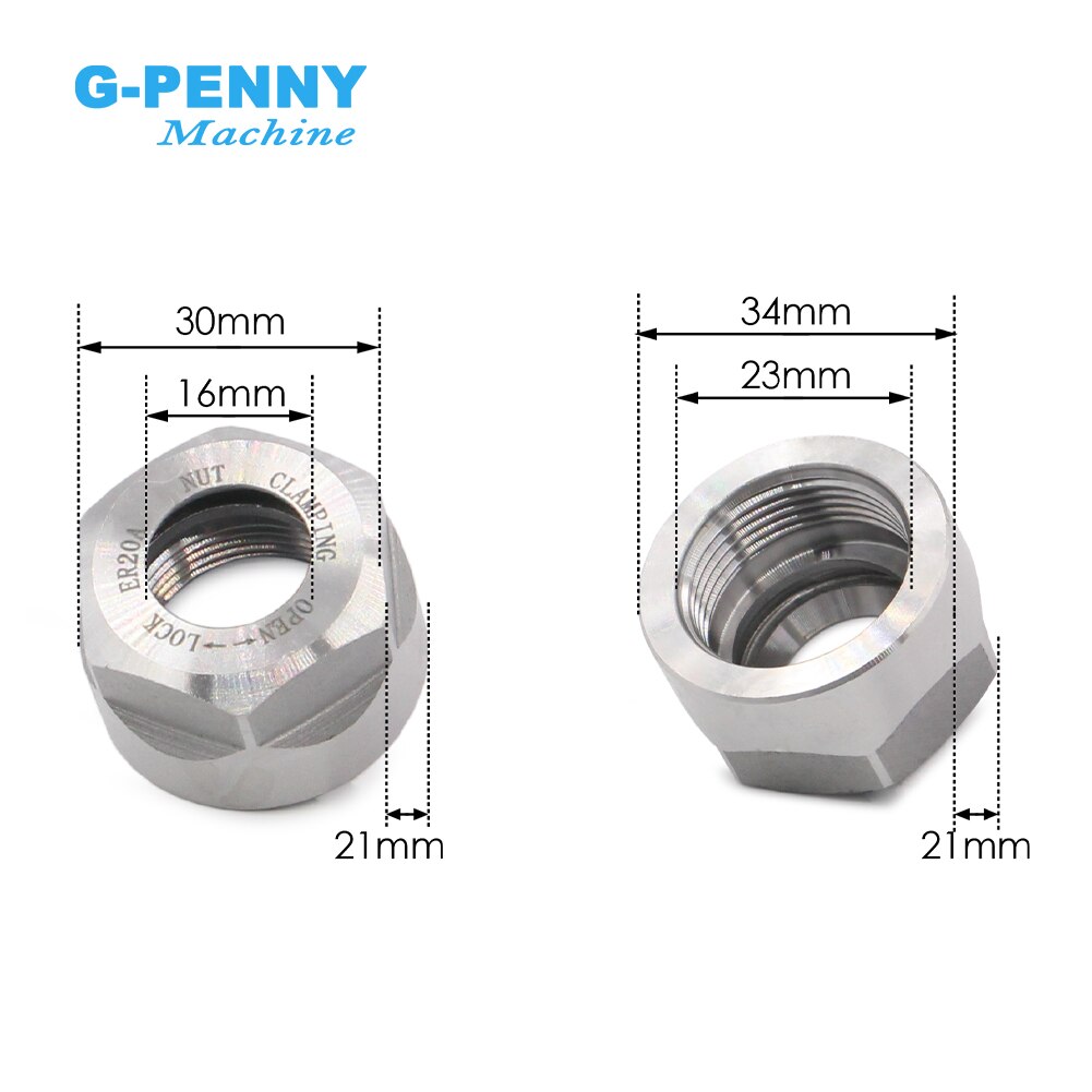 ER20-A Spanmoer Voor Cnc Graveren Spindel Motor Zwart/Zilver Spantang Collet Moer