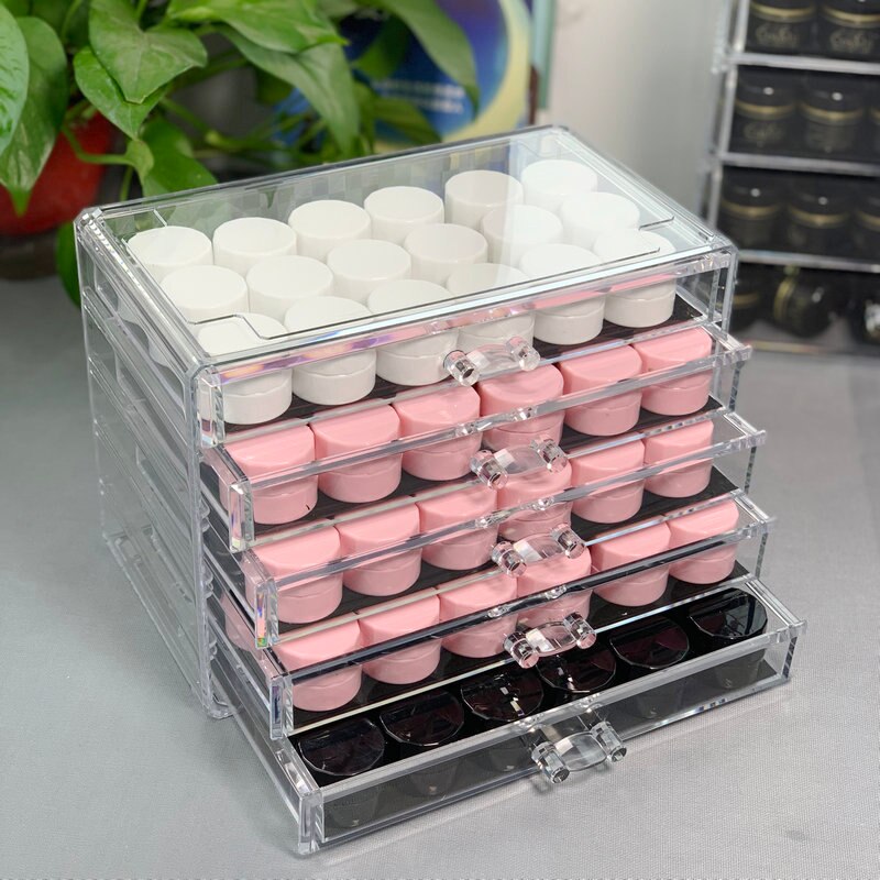 Caja de almacenamiento de accesorios de uñas de 5 capas, organizador acrílico de almacenamiento de cosméticos, estante de exhibición de joyería transparente, caja de cajón de plástico: 5 layer