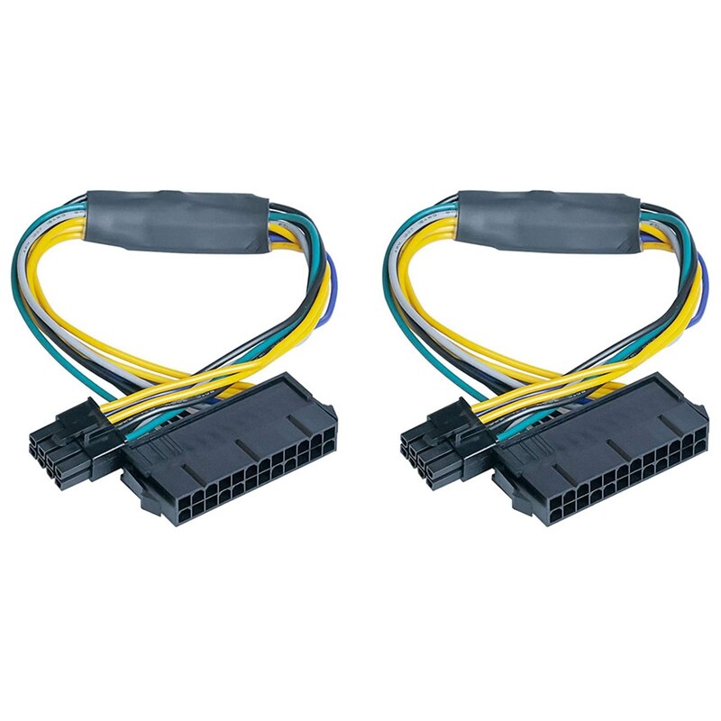 2 Pcs 24 Pin Naar 8 Pin Atx Psu Voeding Adapter Kabel Voor Dell Optiplex 3020 7020 9020 Precisie t1700 12-Inch(30Cm): Default Title