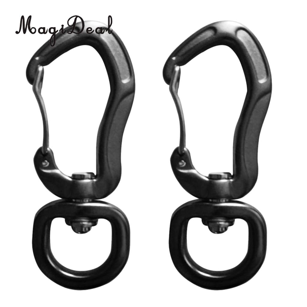 Outdoor 1 Pair Rock Tree Climbing Swivel Carabiner Hanging Connect Hook Camping 71/76mm round eye for Camping Caving Climbing: 76mm grey round eye