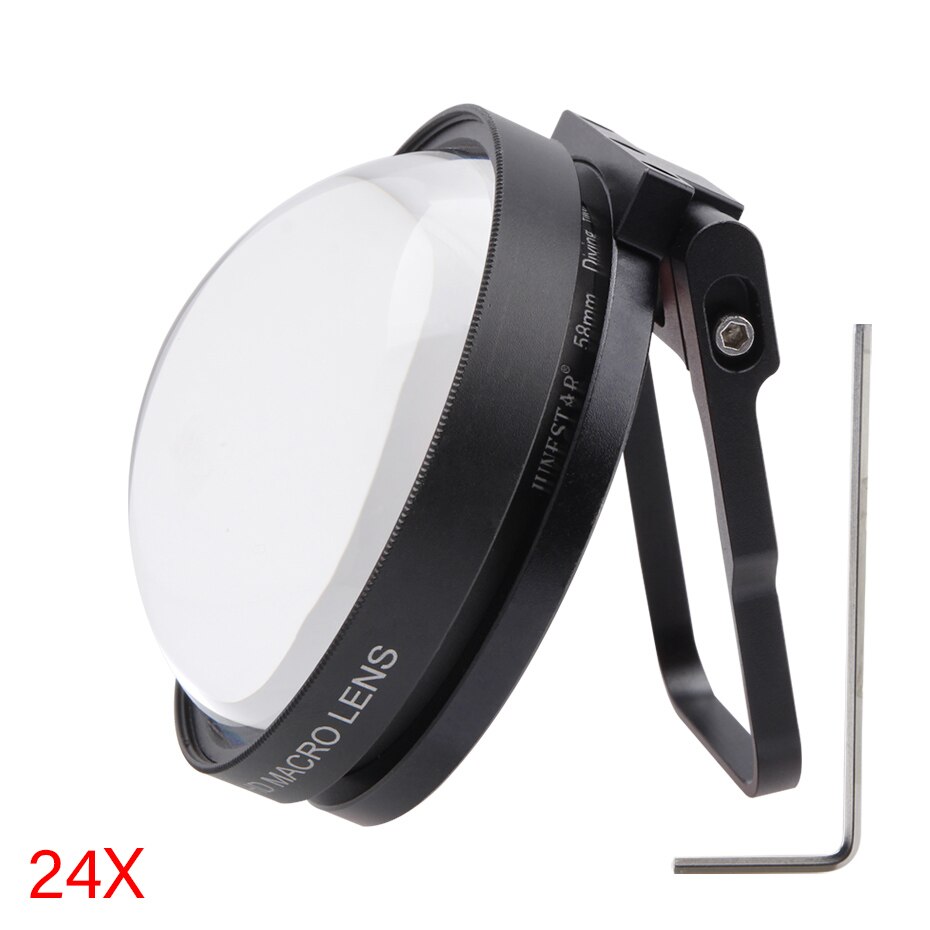 Filtres de caméra de Sport d'action 10X/24X Macro objectif plan filtre rouge de plongée pour GoPro Hero 5/6/7 noir accessoires sous-marins: 24X Set