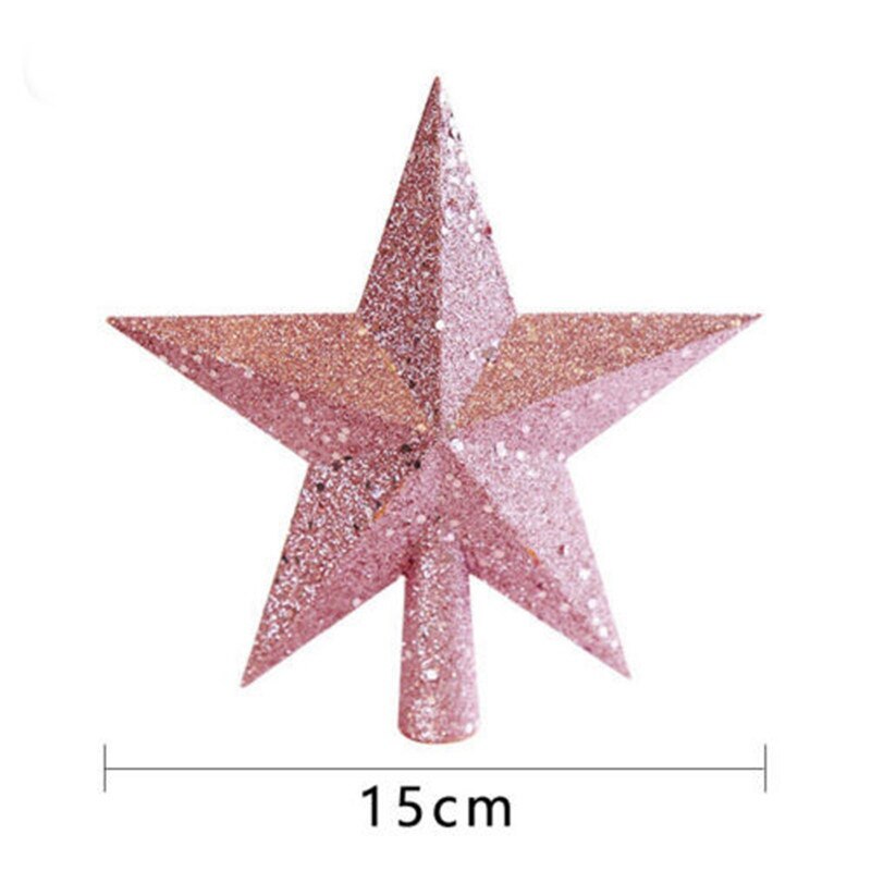 Xmas Tree Topper Decora Kerstboom Decor Grote Kerst Ornament Glitter Ster: Pink-15CM