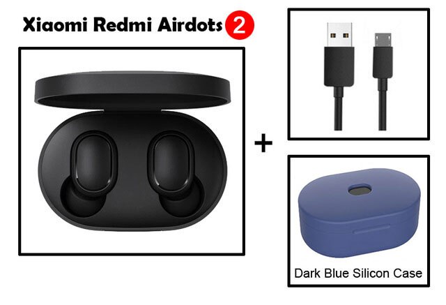 Xiaomi Redmi Airdots 2 Original inalámbrico Bluetooth 5,0 auriculares estéreo TWS con micrófono manos libres AI Control en el oído natraxia2-вввиттиттити: Cable and Blue