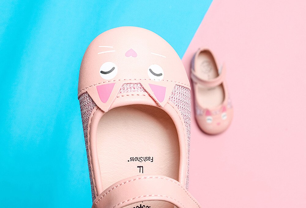 Baby Princess Shoes Kids Sweet Kitty Baby Girls School Flats Shoes Soft Leather Party Dressing Shoes Children Dance Shoe