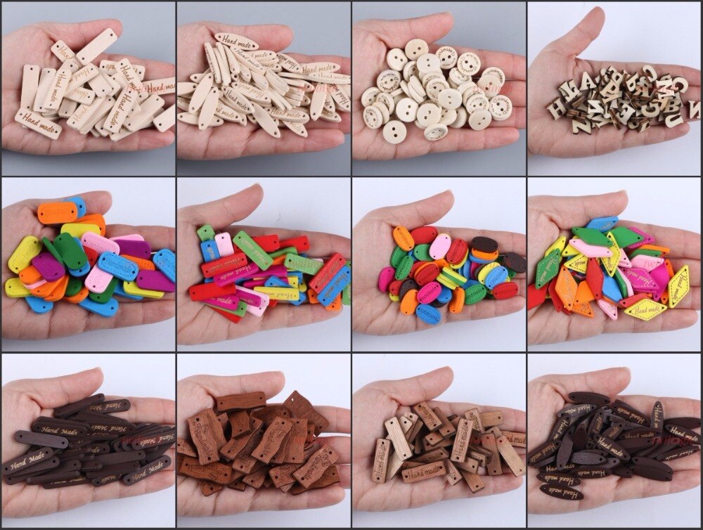 twilingh 50Pcs Natural Color Wooden Buttons Handmade Letter Love 2 Holes