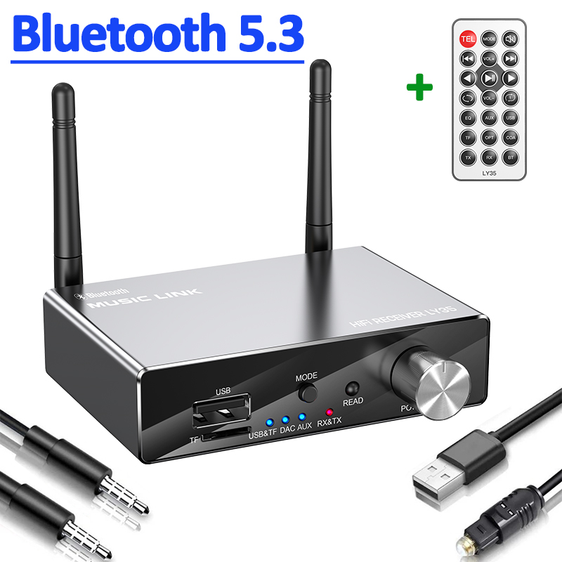 Bluetooth 5.3 Receiver Transmitter Stereo Low Latency AUX 3.5mm Jack Optical Wireless Music Audio Adapter Remote Control For TV