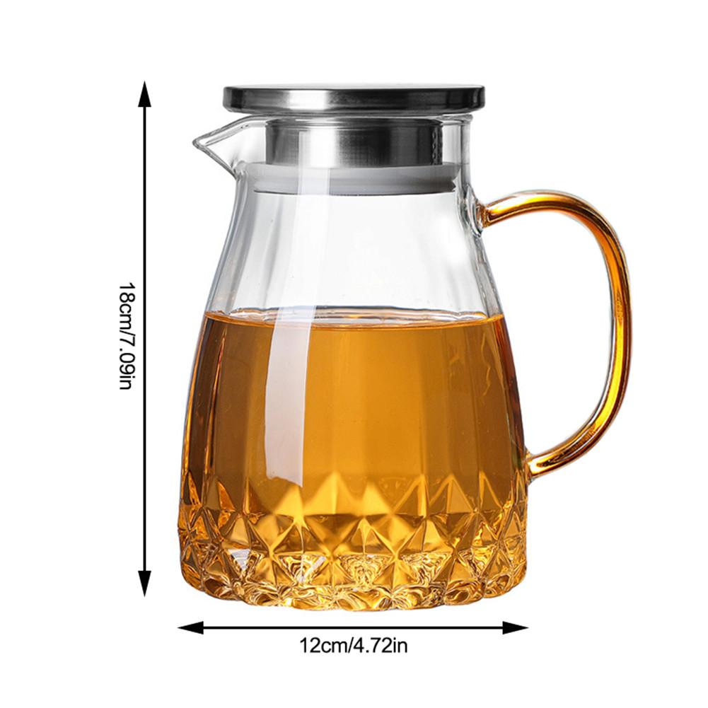 Jarra de cristal de gran capacidad para té con tapa, jarra de agua de vidrio para el hogar, para zumo de té frío y