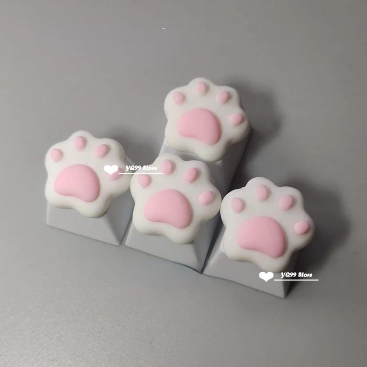 4 teile/satz SchöNe Katze Klaue Schlüssel Kappe Persönlichkeit Katze Pfote Tastenkappen für Mechanische Tastatur R4 Pfeil Tasten Rosa Nette DIY Tastenkappen: Creme Farbe