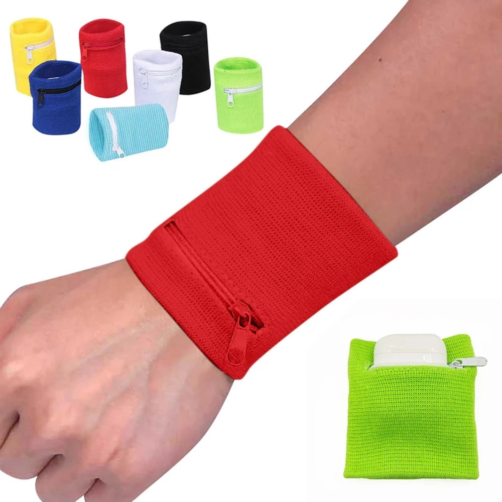 Cartera de muñeca con bolsillo y cremallera para correr, billetera de Fitness para bicicleta, almacenamiento seguro, reposamuñecas, 1/2/5 piezas,
