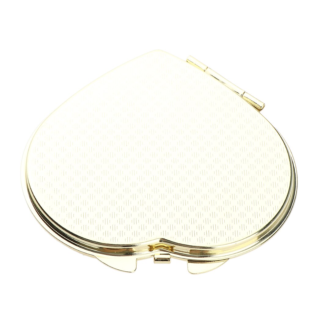 Gold Compact Purse Mirror, Metal Heart-Shaped 2 Sided Mirrors - Clear Reflection & Locking Clasp, Romantic Small for Her