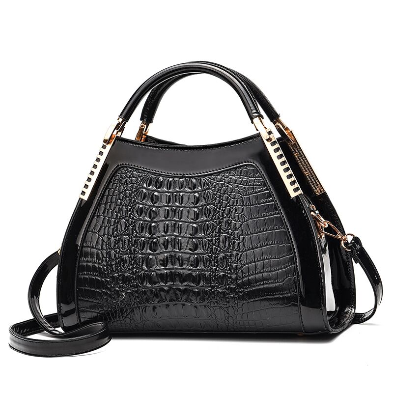 Gykaeo Luxe Handtassen Vrouwen Tassen Mode Krokodil Patroon Schoudertas Dames Party Messenger Bags Bolsa Feminina: Black Two