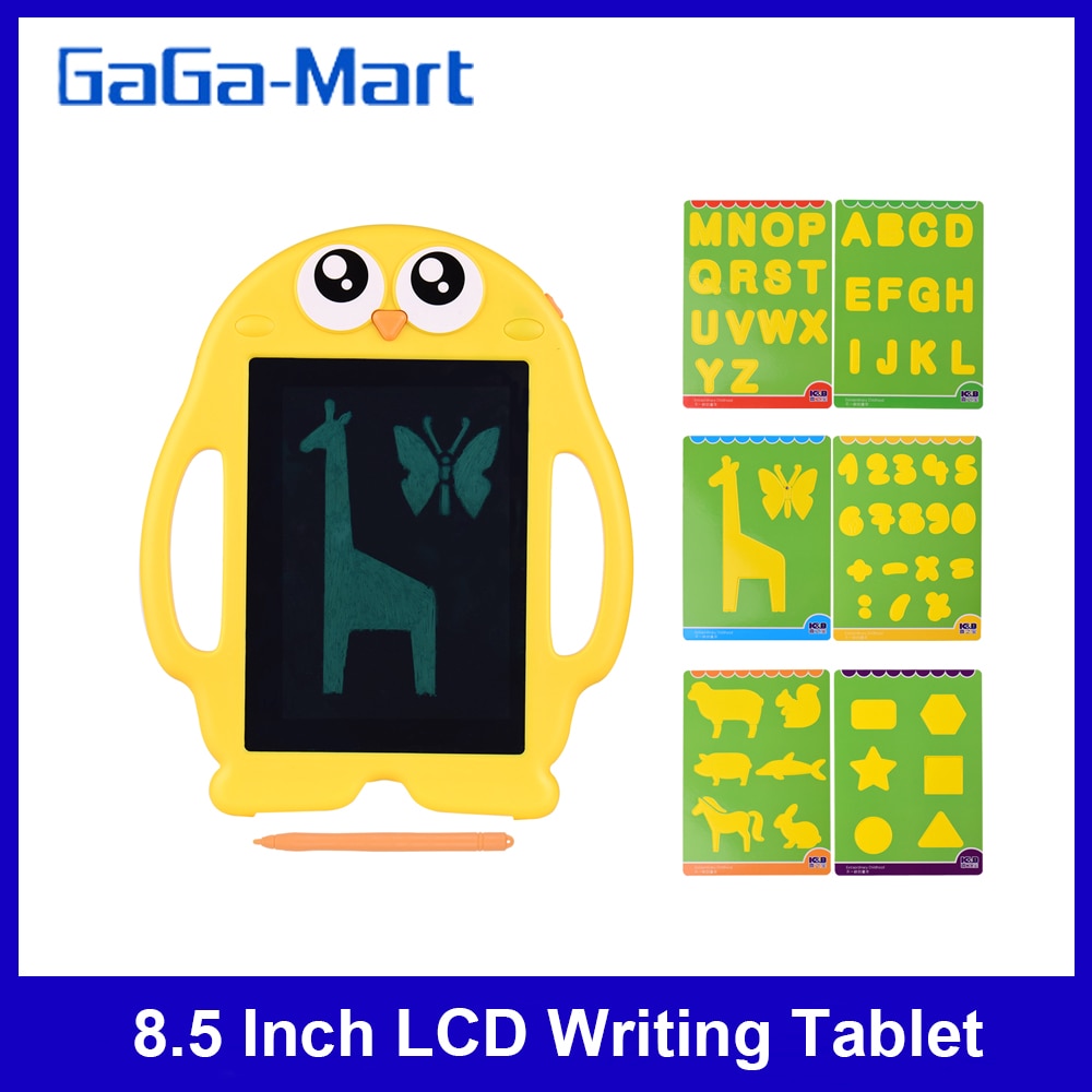 8.5 Inch Cartoon LCD Writing Tablet Electronic Drawing Pad Handwriting Board w/ 6 Pack Copy Paper Lock Button One-Click Erasure