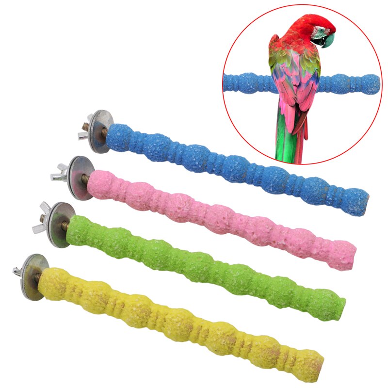 Jaula de pájaros para mascotas perchas coloridas soporte de molienda estante de plataforma mascar palos de garra de juguete