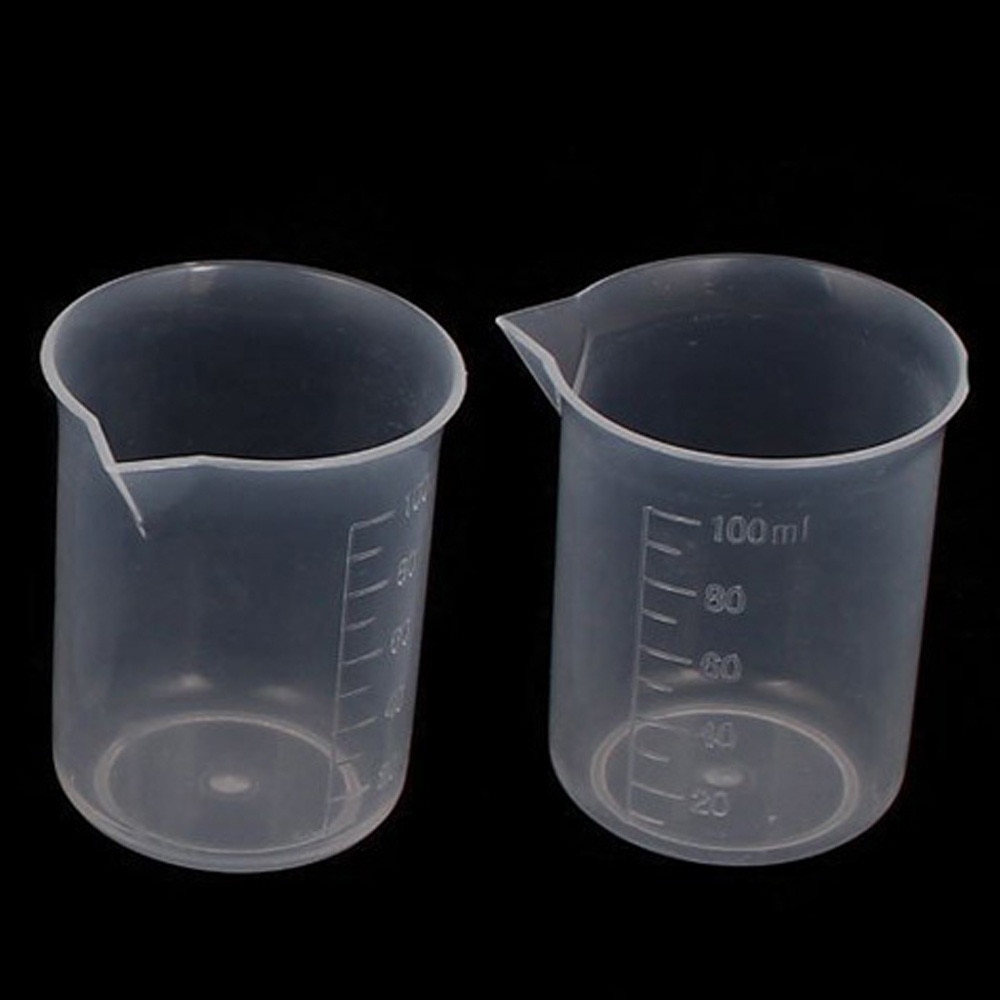 2Pcs 100mL Clear Plastic Measure JugCup Graduated Beaker Clear Measuring Cup for Baking Beaker Liquid Measure Jug Cup Container
