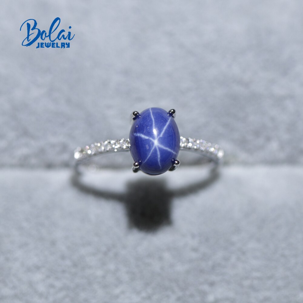 Created starlight sapphire jewelry set earrings and ring with 925 sterling silver fine jewelry for girl bolaijewelry: ring