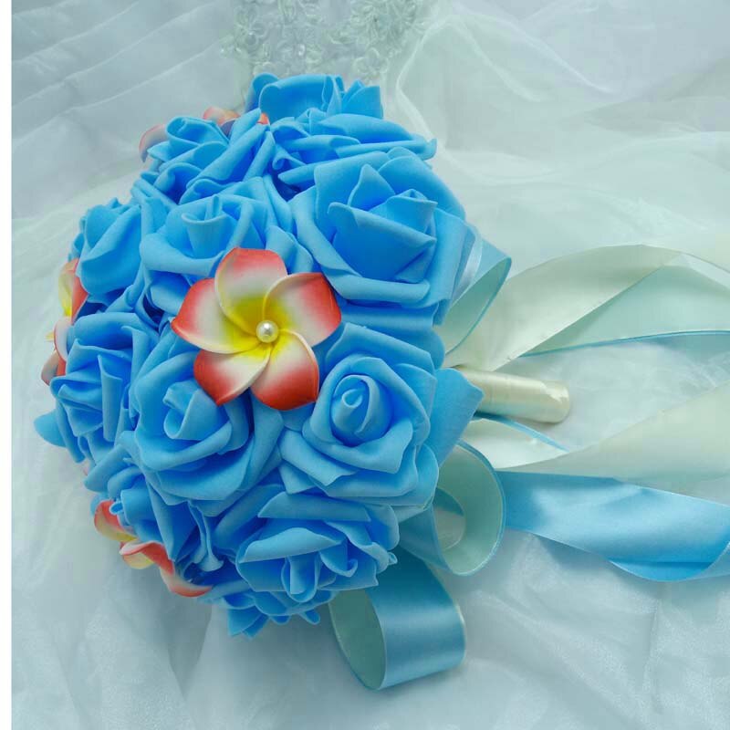 Blue Bridal Bouquet Handmade Artificial Flower Rose Wedding Decoration Bridal Bouquet Simulation