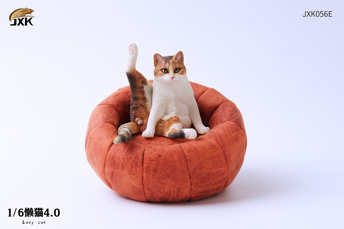 JXK 1/6 Lazy Cat with Sofa 4.0 Model Cute Pet Orange Cat Animal Figure Collector Decor Toy Handmade Oenaments Adults Kids