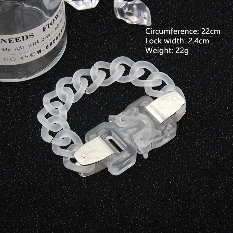 Hangzhi Fashionable Metal Lock Buckle Necklace Hip-hop Acrylic Frosted Transparent Cuban Chain Accessory for Couples: 19