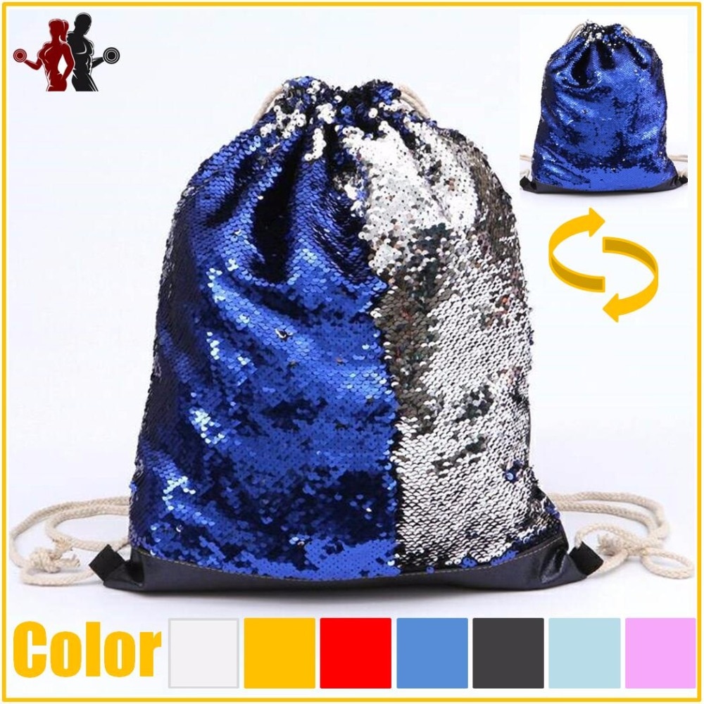 Arrivel Mermaid Sequin Drawstring Bag Reversible Sequin DIY Backpack Glittering Shoulder Bag for Gym Training Travel