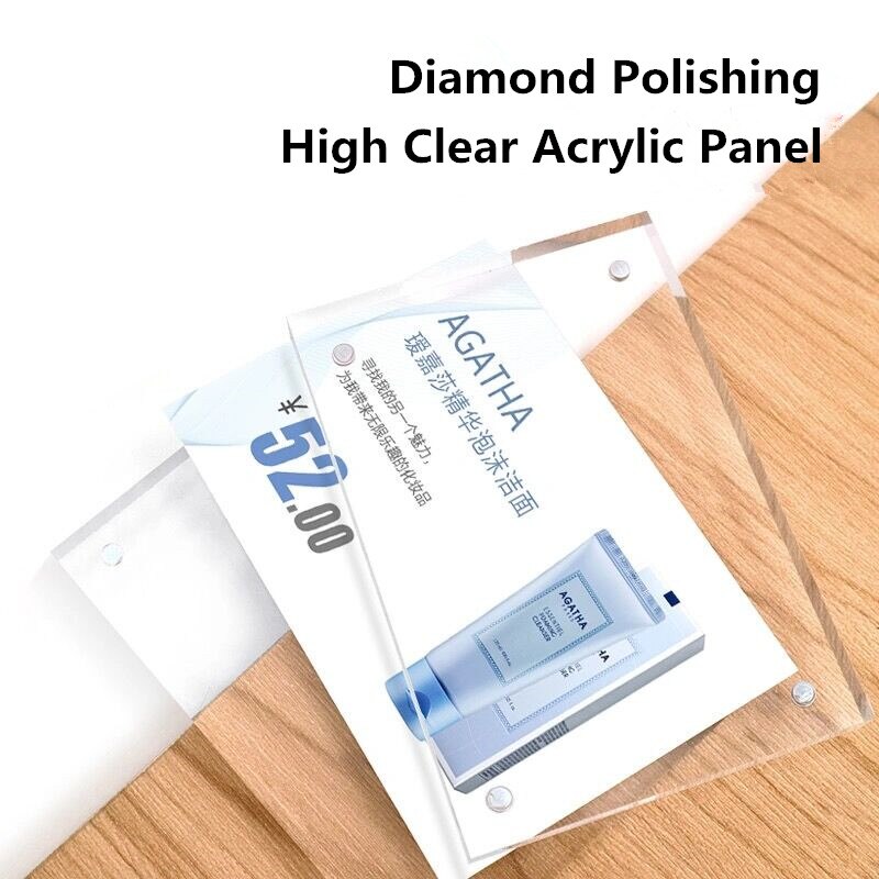 A6 100*150mm Double Sided Frameless Desktop Free Standing Magnetic Acrylic Picture Photo Frame Table Sign Card Holder Stand