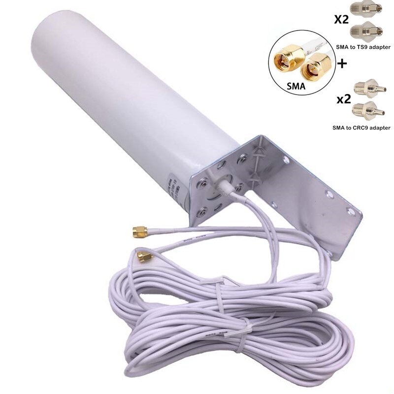 Lte Antenne 3G 4G Externe Antennna Outdoor Antenne Met 5M Dual Slider CRC9/TS9/Sma connector Voor 3G 4G Router Modem: add ts9 crc9 adapter