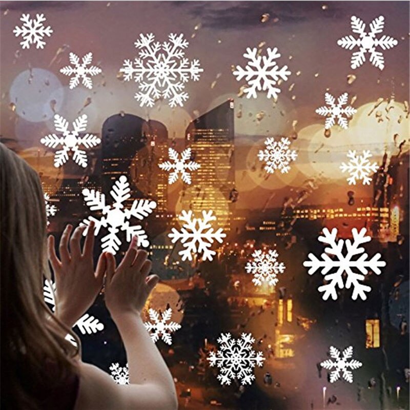 Jule snefnug vindue dør klistermærker 27 stk hvid / rød jule glas vindue dekoration snefnug mærkat: -en