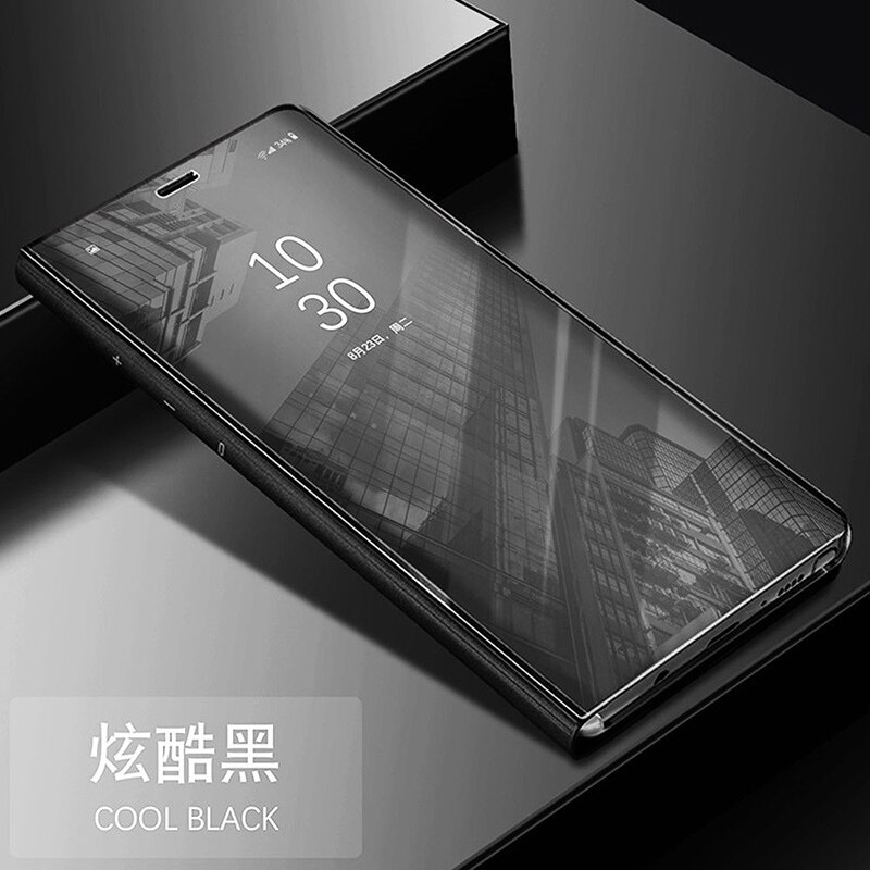 Coque xiaomi redmi 9, étui à rabat miroir intelligent, étuis pour redmi 9 , coques pour redmi 9 9 support livre, coque fundas: Redmi 9 / Noir