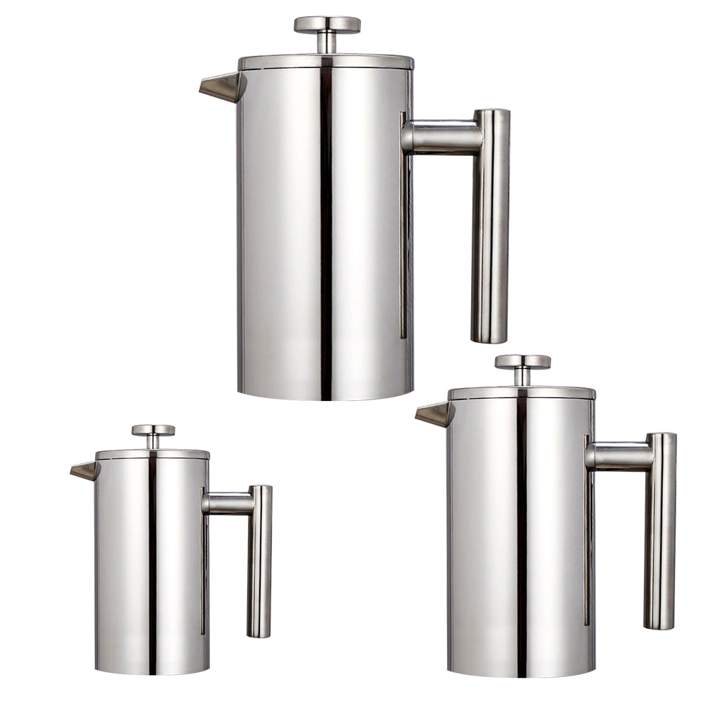 Stainless Steel 304 French Press Pot European-style Filter Press Hand-made Coffee Pot Double-layer Brewing Teapot With Filter