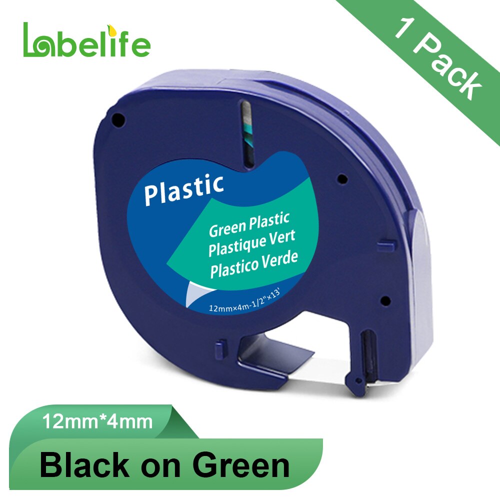 1Pc 91201 91200 91202 91203 91204 91205 12267 12Mm Labeltapes Compatibel Voor Dymo Letratag Voor Dymo LT-100H LT-100T Label Maker: Plastic Green