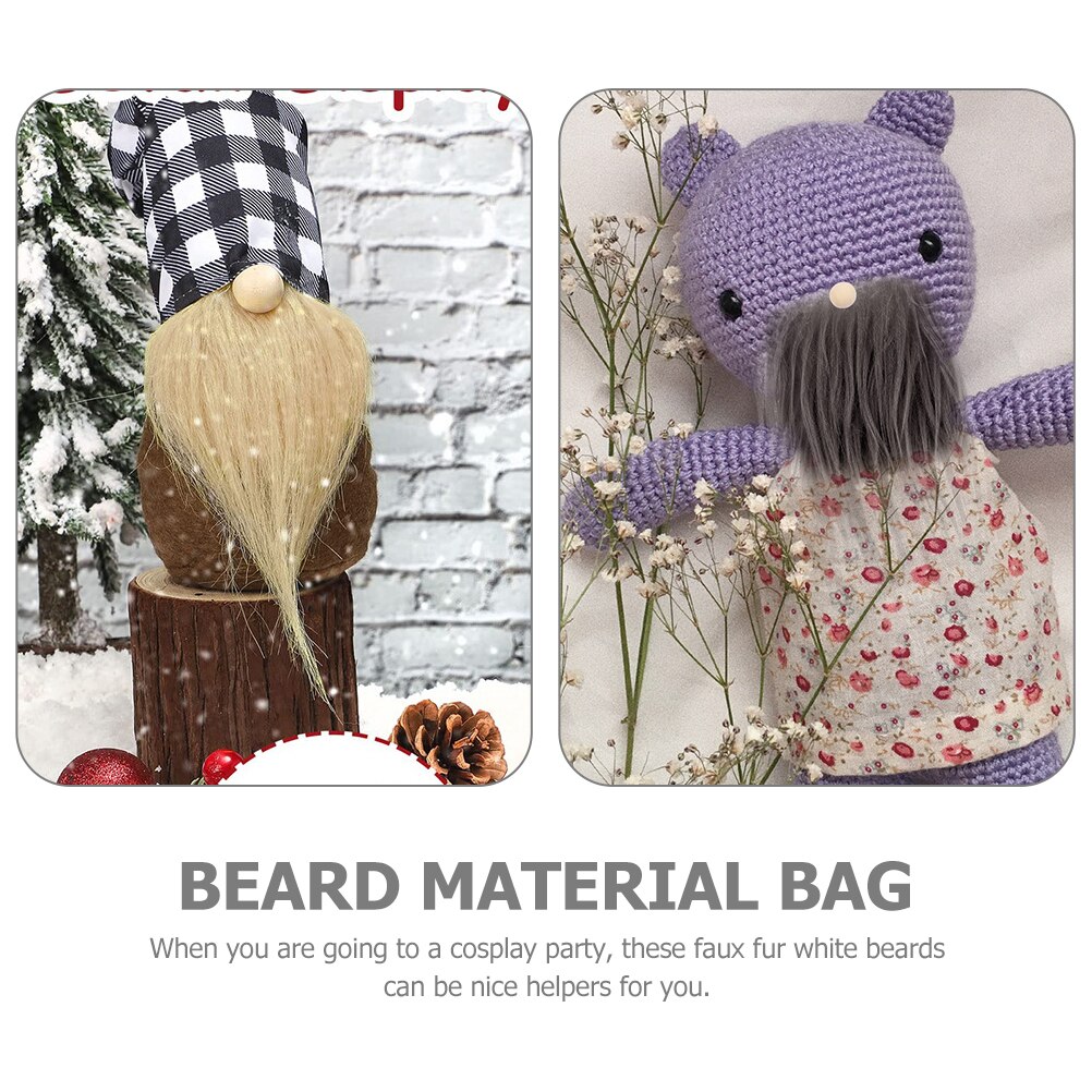 1 set of Pre-Cut Gnome Beard Costume Beard Faux Fur Dwarf Beard with Wood Beads