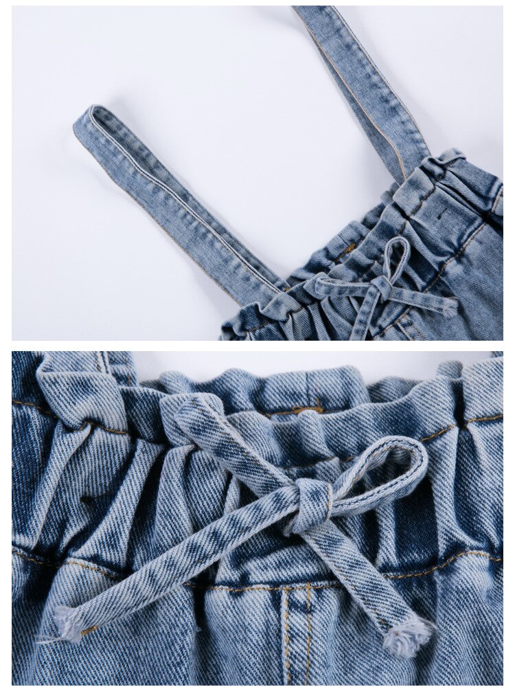 girls denim overalls jumpsuit kids autumn for girls 12 years