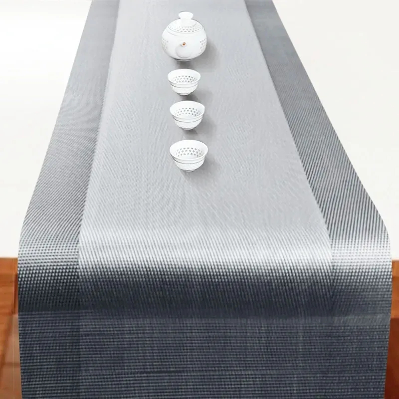 Runner da tavolo da tè impermeabile a prova di olio in PVC per la casa Runner da tavolo rettangolare semplice per tutti i fiammiferi Runner da tavolo traspirante antiscivolo: 32*240 centimetri / BIANCO